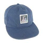Quicksilver - Blue Denim Embroidered Snapback Hat 1990s OSFA Vintage Retro