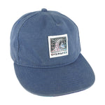 Quicksilver - Blue Denim Embroidered Snapback Hat 1990s OSFA Vintage Retro