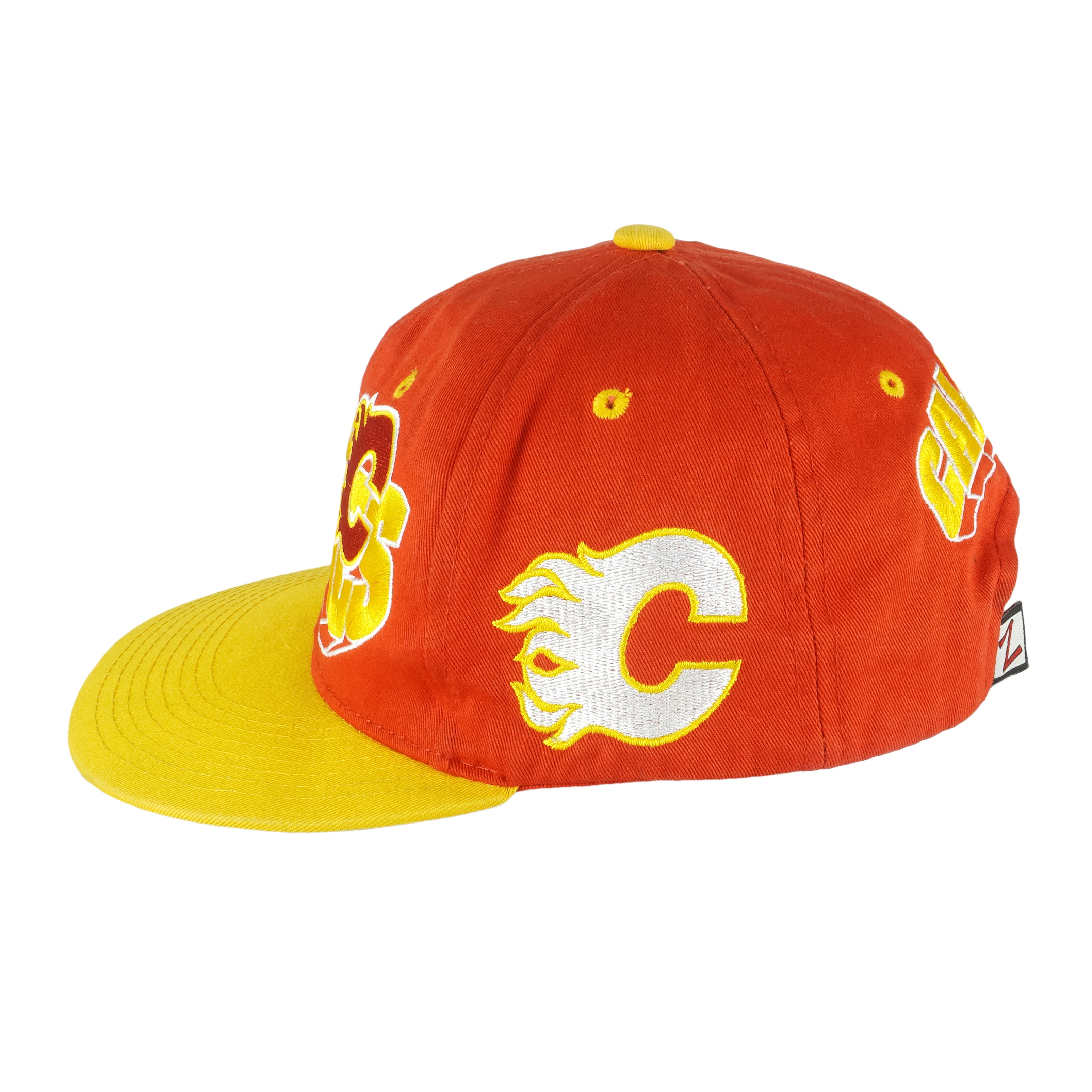 NHL (Zephyr) - Calgary Flames Embroidered Snapback Hat 1990s OSFA Vintage Retro Hockey