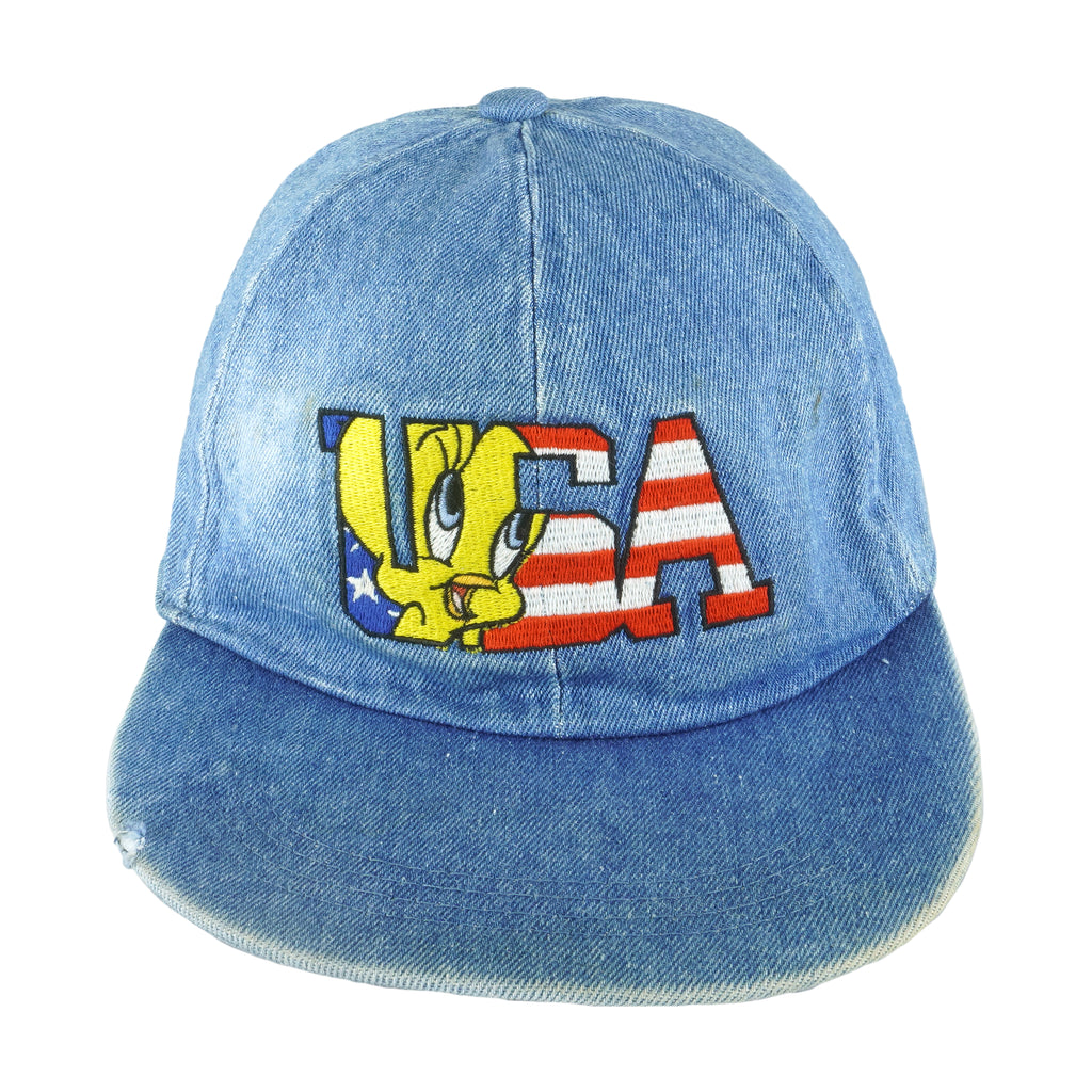 Looney Tunes - Tweety USA Embroidered Fitted Hat 1990s Vintage Retro