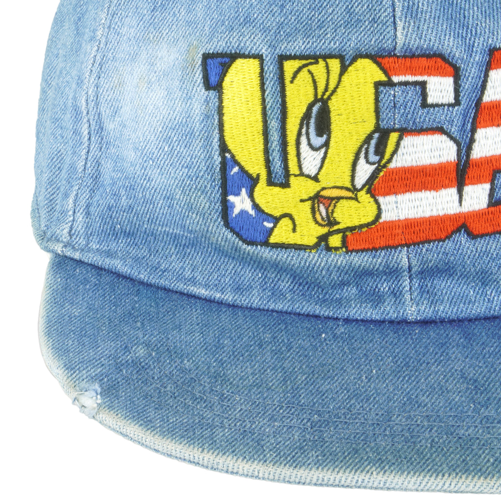Looney Tunes - Tweety USA Embroidered Fitted Hat 1990s Vintage Retro