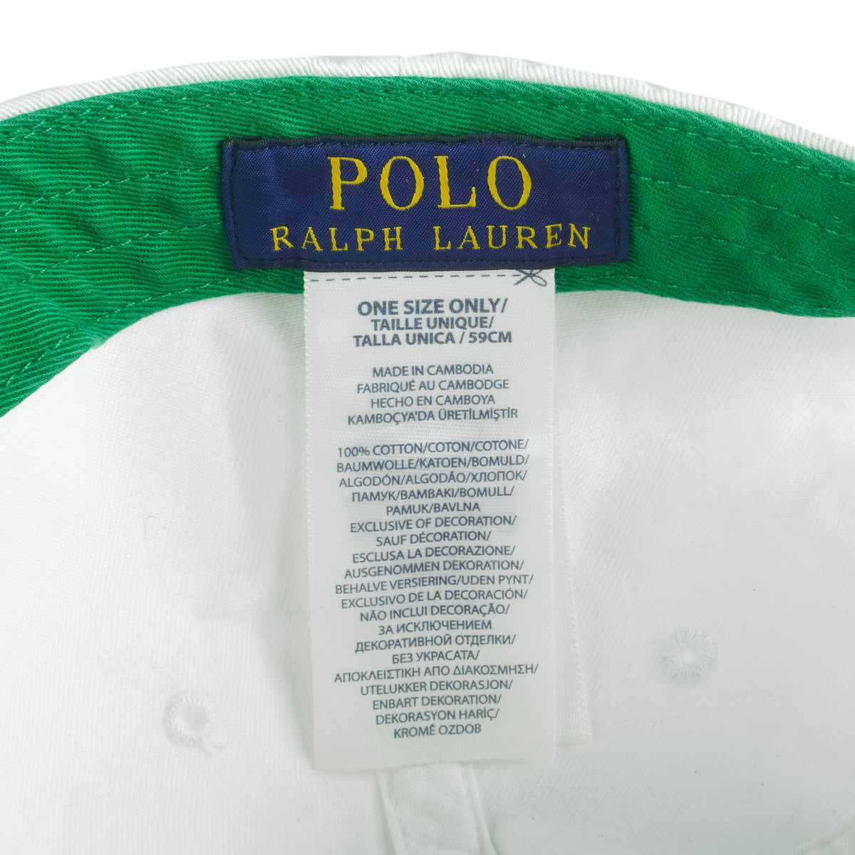 Ralph Lauren (Polo) - White Spell-Out Strapback Hat 1990s OSFA