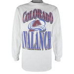 NHL (True-Fan) - Colorado Avalanche Big Logo Crew Neck Sweatshirt 1990s Large Vintage Retro Hockey