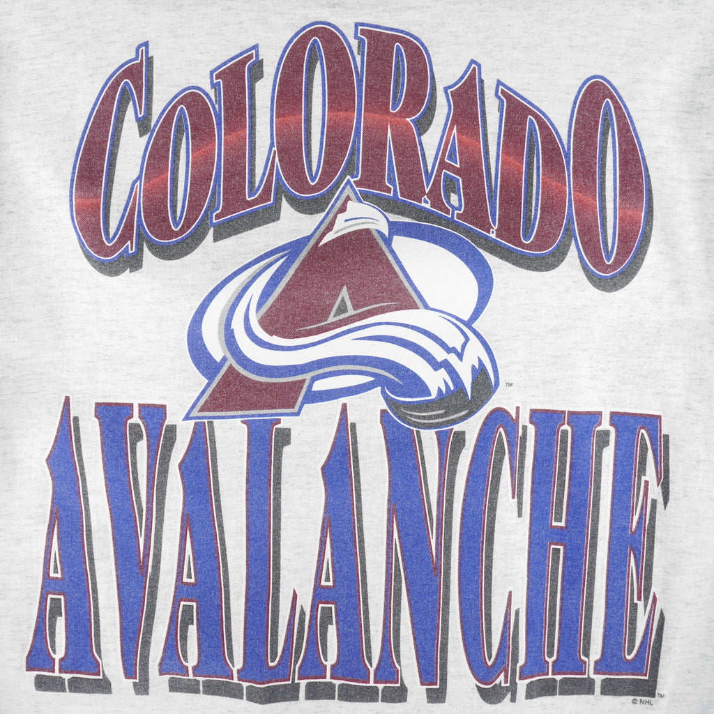 NHL (True-Fan) - Colorado Avalanche Big Logo Crew Neck Sweatshirt 1990s Large Vintage Retro Hockey