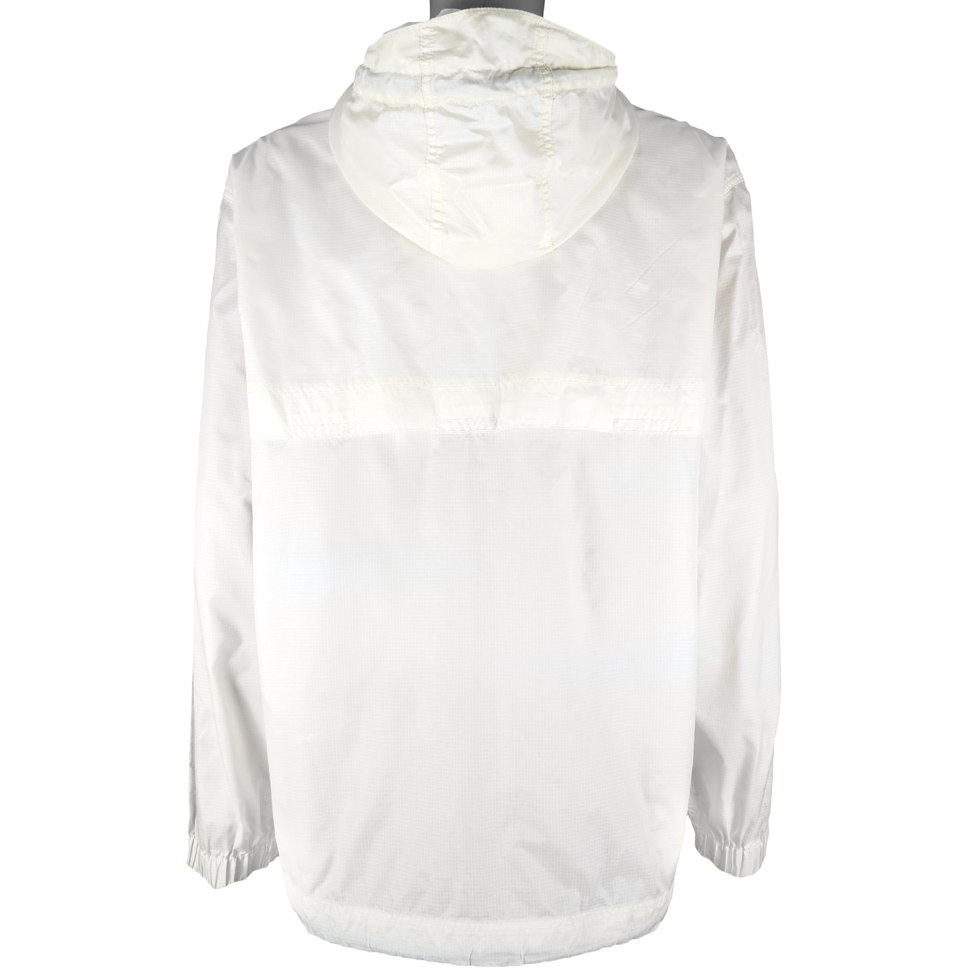 Tommy Hilfiger - White Zip-Up Hooded Windbreaker 1990s Large Vintage Retro