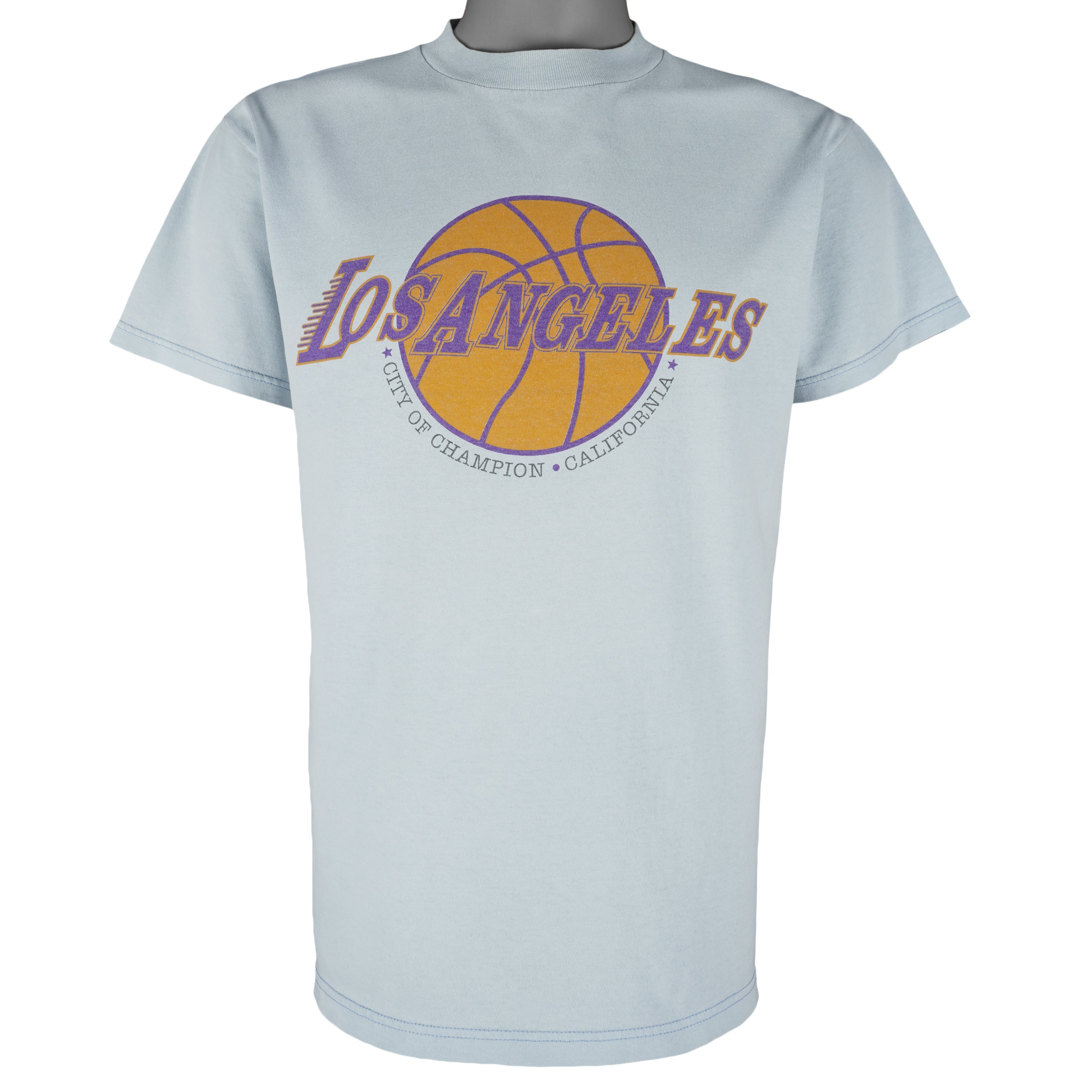 NBA (Tultex) - Los Angeles Lakers Big Logo T-Shirt 1990s Medium Vintage Retro Basketball