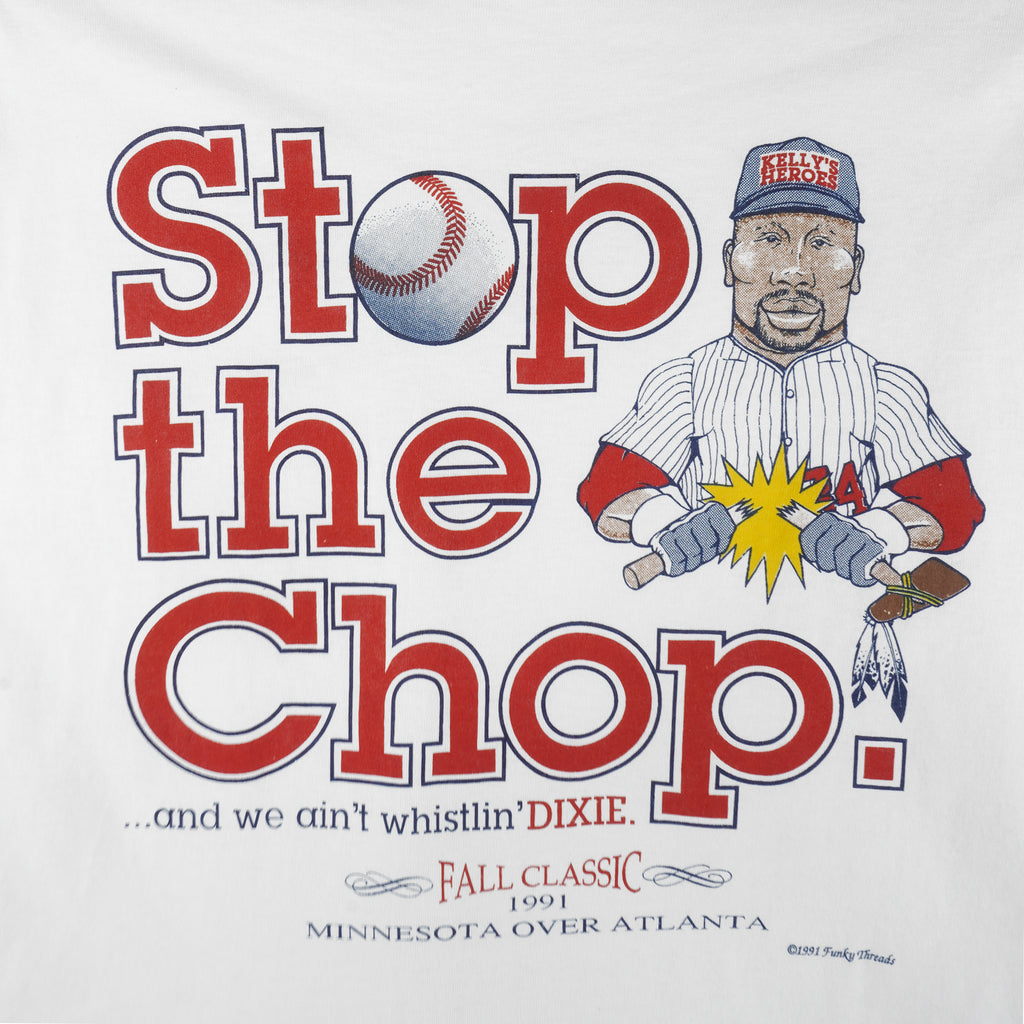 MLB - Twins VS Braves Stop The Chop Single Stitch T-Shirt 1991 X-Large Vintage Retro Baseball