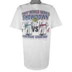 MLB (Tultex) - Cleveland Indians VS Florida Marlins World Champions T-Shirt 1997 X-Large Vintage Retro Baseball