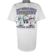 MLB (Tultex) - Cleveland Indians VS Florida Marlins World Champions T-Shirt 1997 X-Large Vintage Retro Baseball