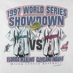 MLB (Tultex) - Cleveland Indians VS Florida Marlins World Champions T-Shirt 1997 X-Large Vintage Retro Baseball