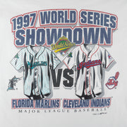 MLB (Tultex) - Cleveland Indians VS Florida Marlins World Champions T-Shirt 1997 X-Large Vintage Retro Baseball
