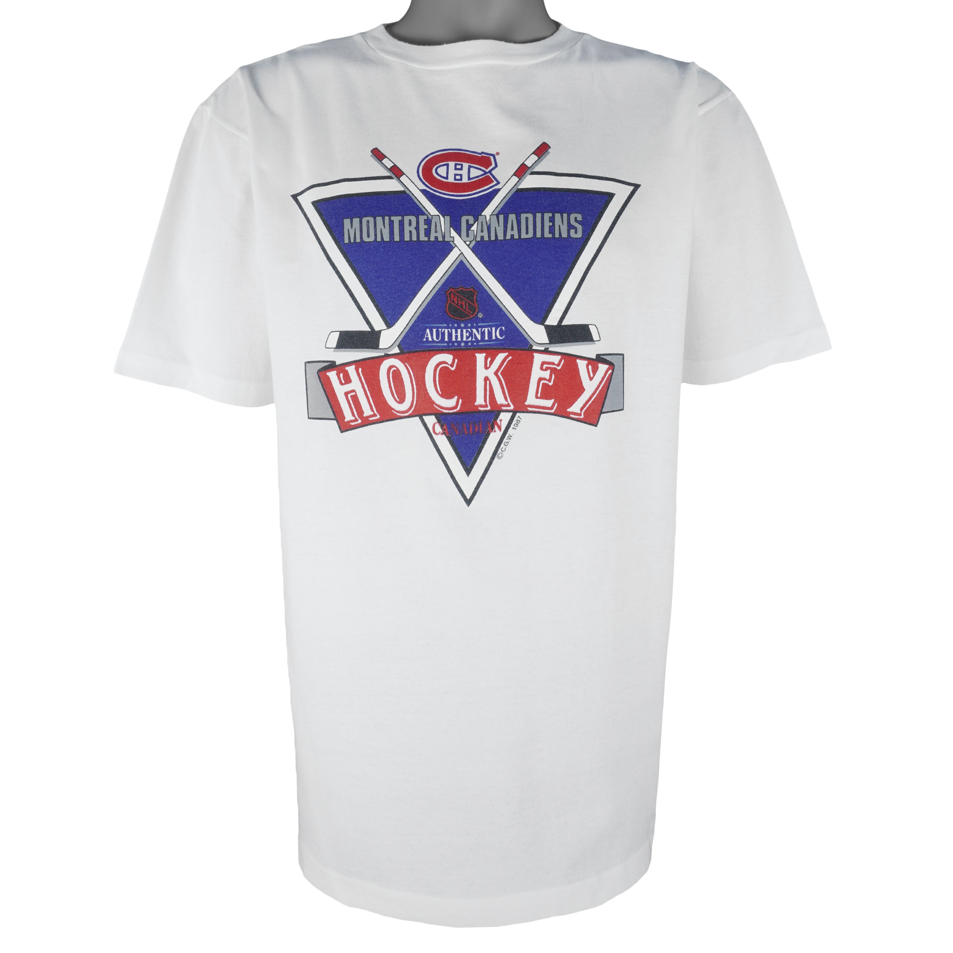 NHL (Waves) - Montreal Canadiens Single Stitch T-Shirt 1987 X-Large Vintage Retro Hockey