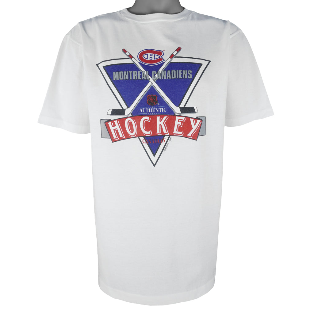 NHL (Waves) - Montreal Canadiens Single Stitch T-Shirt 1987 X-Large Vintage Retro Hockey