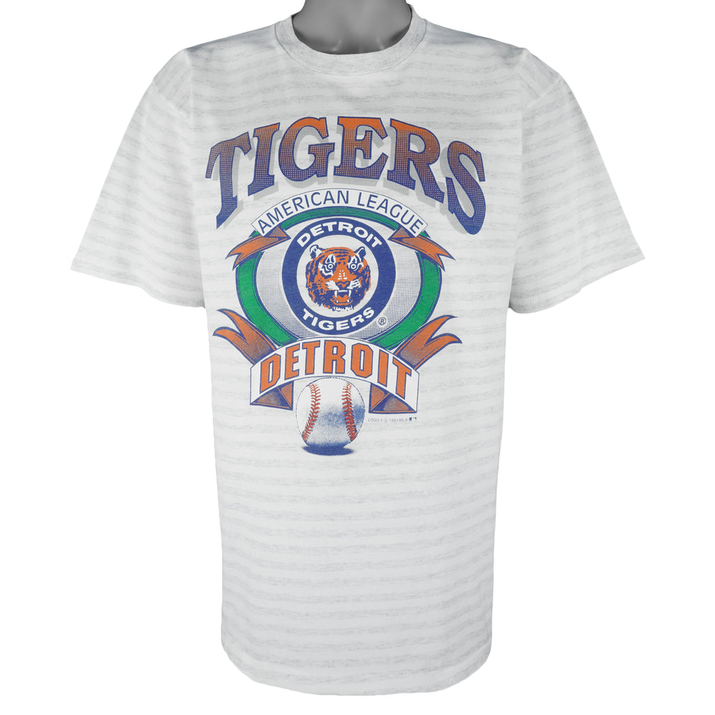 MLB (Logo 7) - Detroit Tigers Single Stitch T-Shirt 1991 Large Vintage Retro Hockey