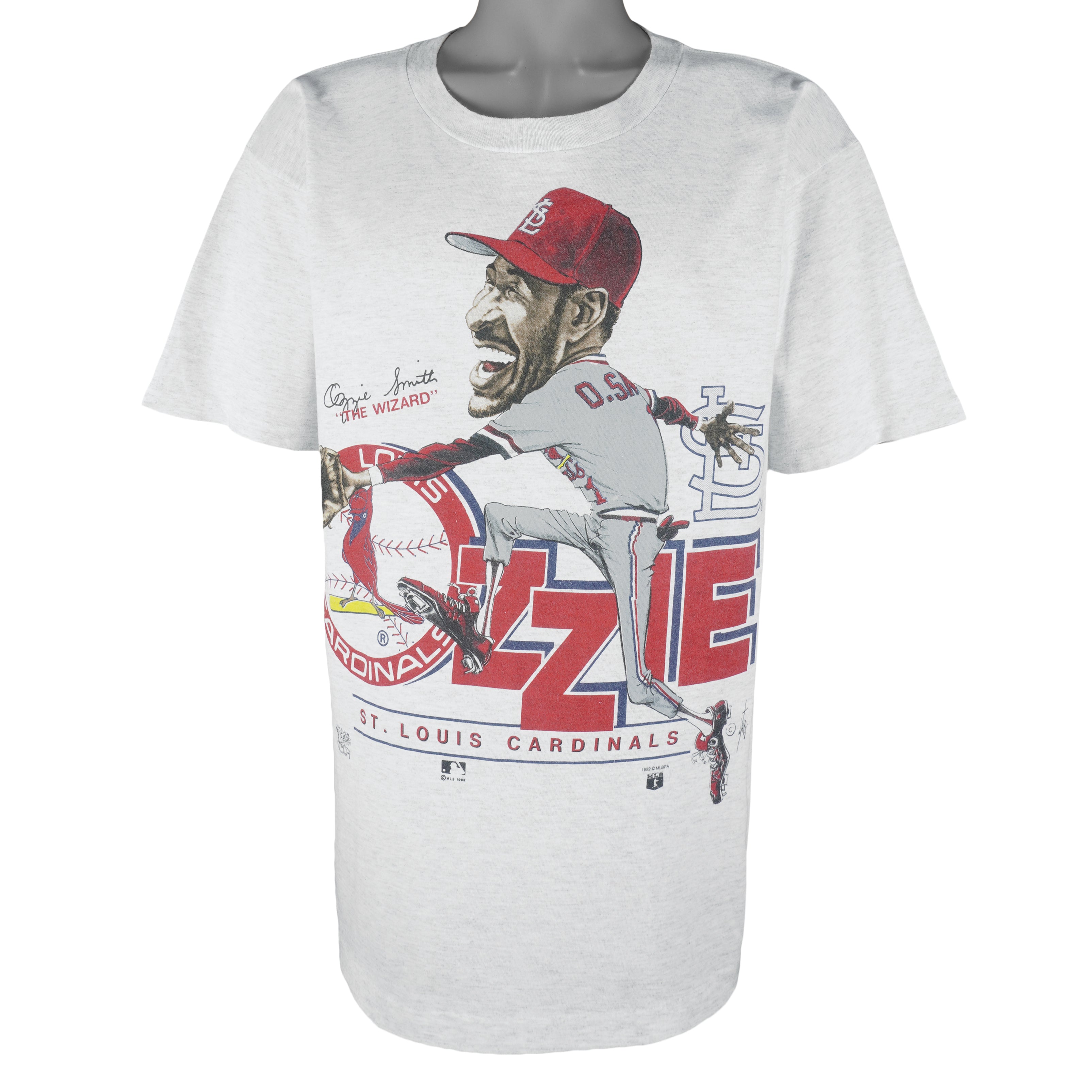 Vintage MLB (Official Fan) - St. Louis Cardinals Ozzie Smith Caricature T-Shirt 1992 Large