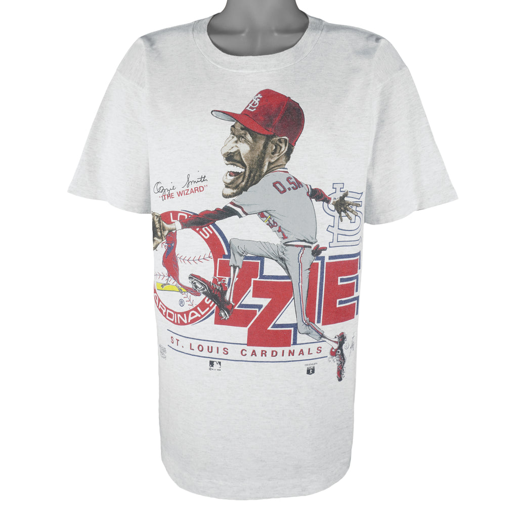 MLB (Fan) - St. Louis Cardinals Ozzie Smith Caricature Single Stitch T-Shirt 1992 Large Vintage Retro Baseball