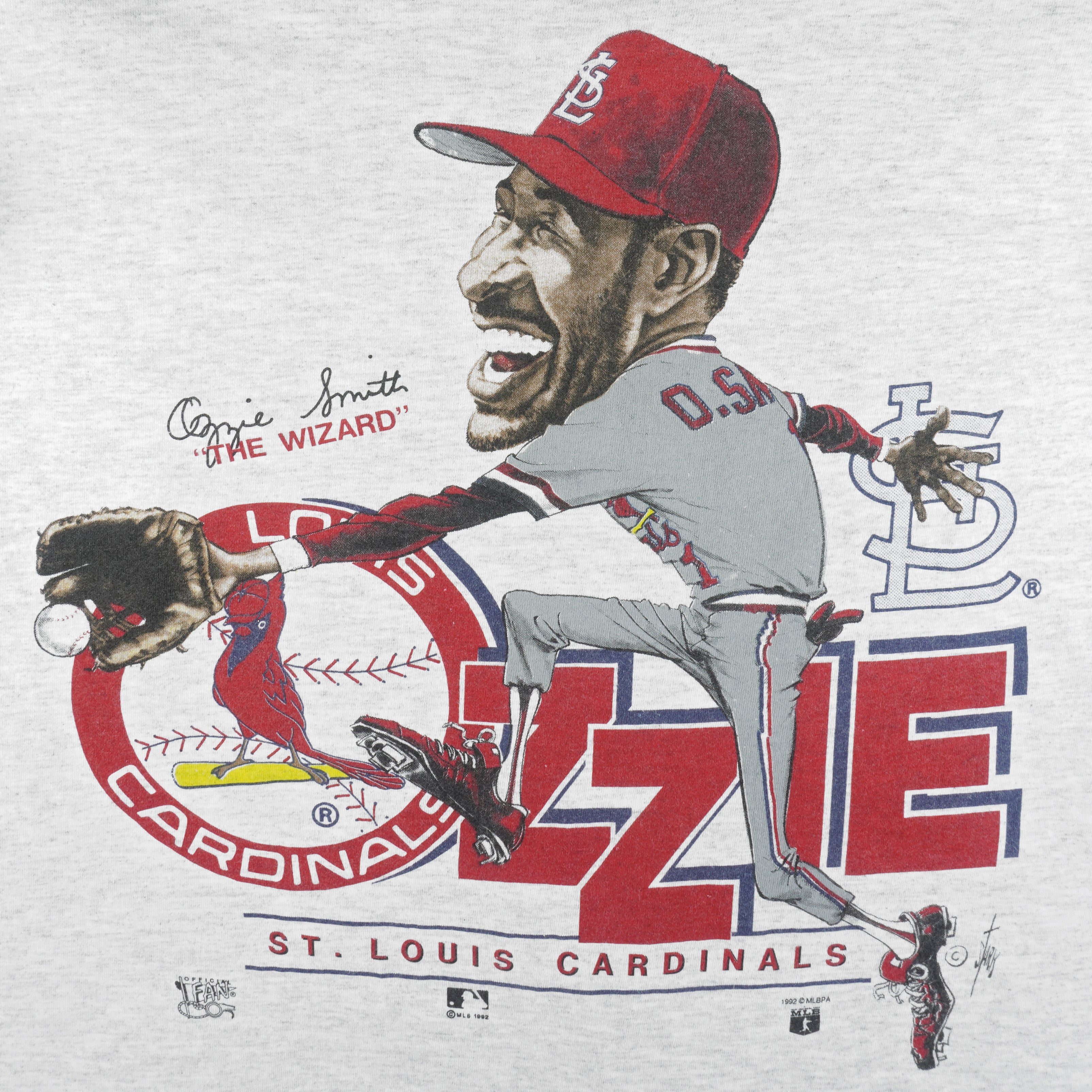 Vintage MLB (Official Fan) - St. Louis Cardinals Ozzie Smith Caricature T-Shirt 1992 Large