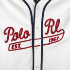 Ralph Lauren - White Polo EST.1967 Button-Up Jersey T-Shirt 1990s Large Vintage Retro