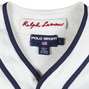 Ralph Lauren - White Polo EST.1967 Button-Up Jersey T-Shirt 1990s Large Vintage Retro
