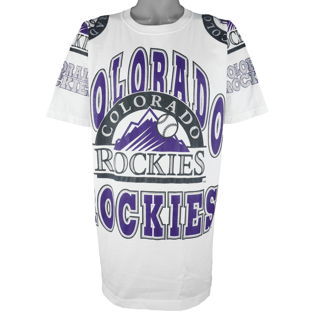 MLB (AAA) - Colorado Rockies Big Logo T-Shirt 1990s X-Large Vintage Retro Baseball