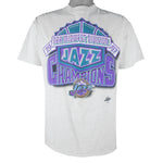 NBA (Logo 7) - Utah Jazz Midwest Division Champs T-Shirt 1997 Large Vintage Retro Basketball