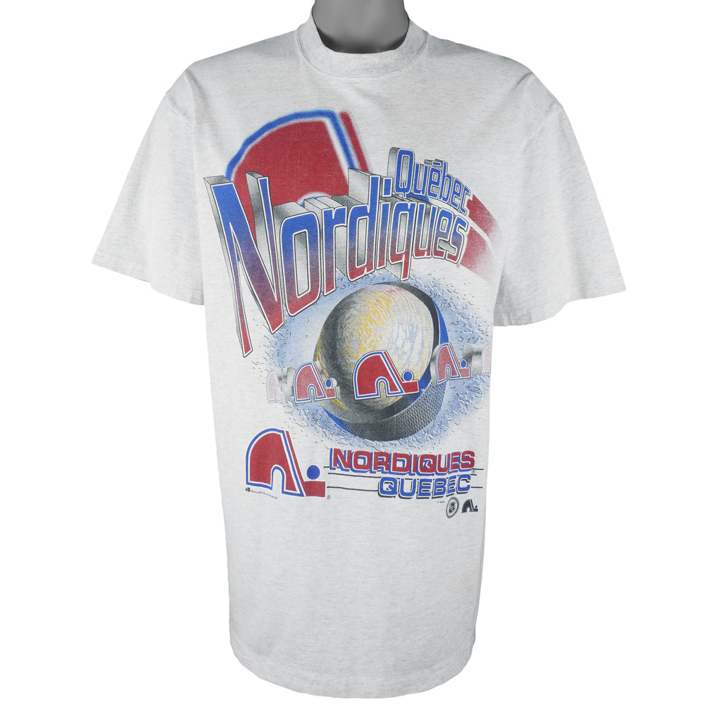 NHL - Quebec Nordiques Single Stitch T-Shirt 1990s Large Vintage Retro Hockey