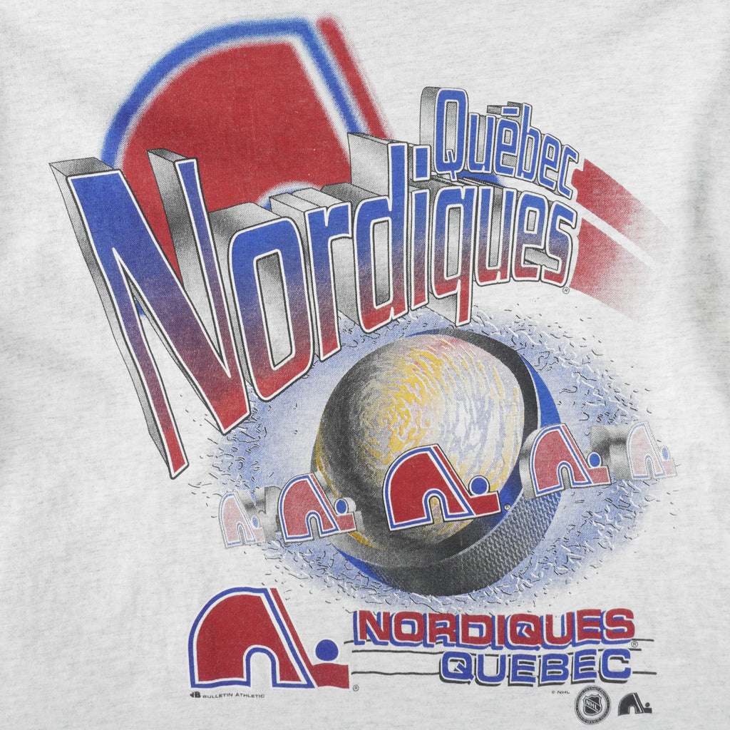 NHL - Quebec Nordiques Single Stitch T-Shirt 1990s Large Vintage Retro Hockey