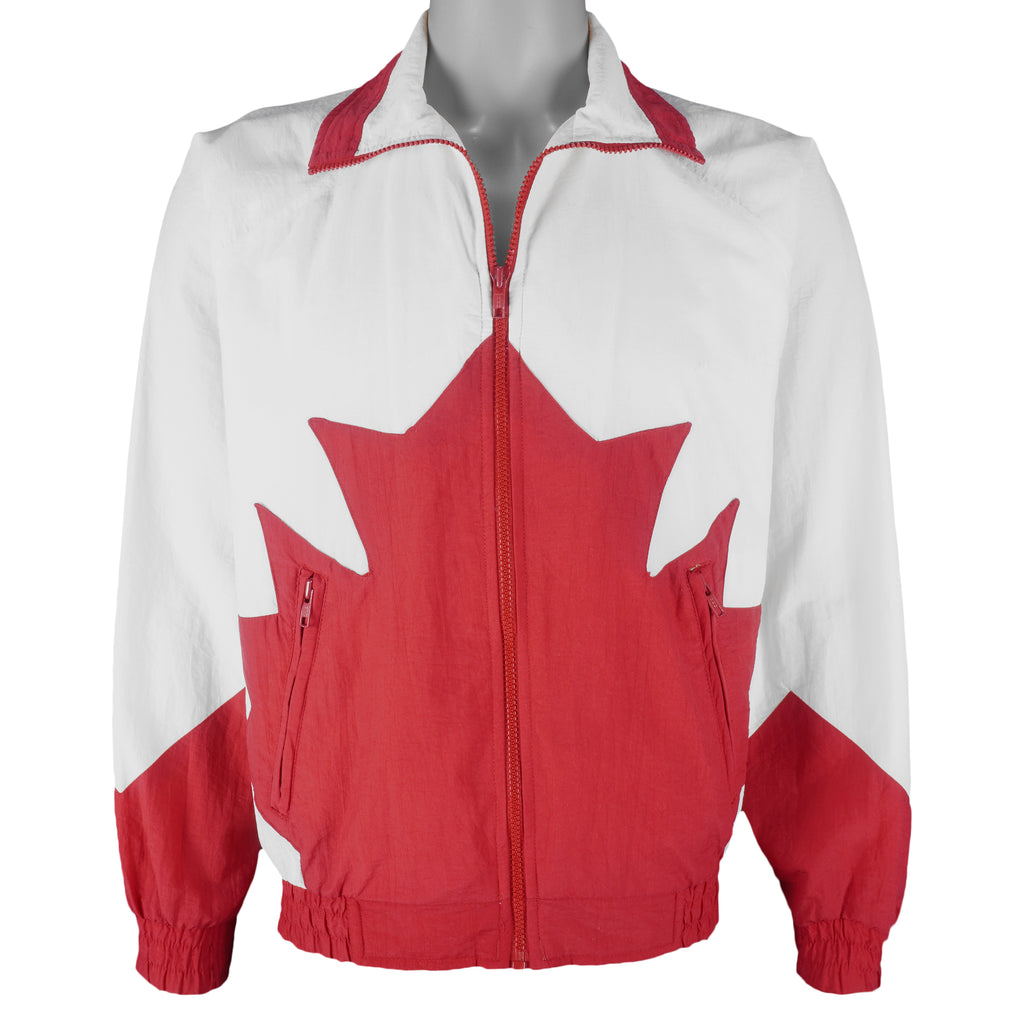 Vintage - White & Red Canada Flag Zip-Up Jacket 1990s Small Vintage Retro