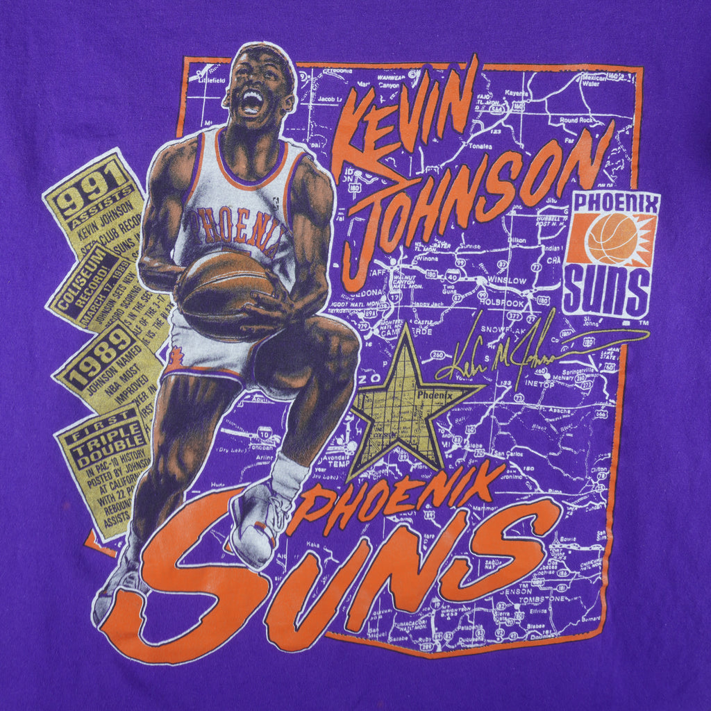 NBA (Nutmeg) - Phoenix Suns Kevin Johnson Single Stitch T-Shirt 1990s X-Large Vintage Retro Basketball