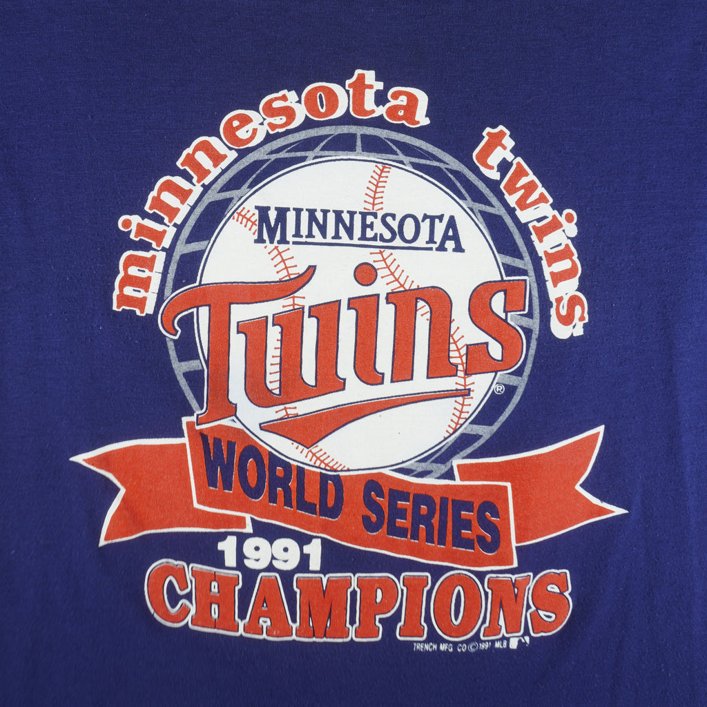 MLB - Minnesota Twins Champs Single Stitch T-Shirt 1991 Large Vintage Retro Baseball