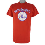 NBA (Logo 7) - Philadelphia 76ers Single Stitch T-Shirt 1990s Large Vintage Retro Basketball