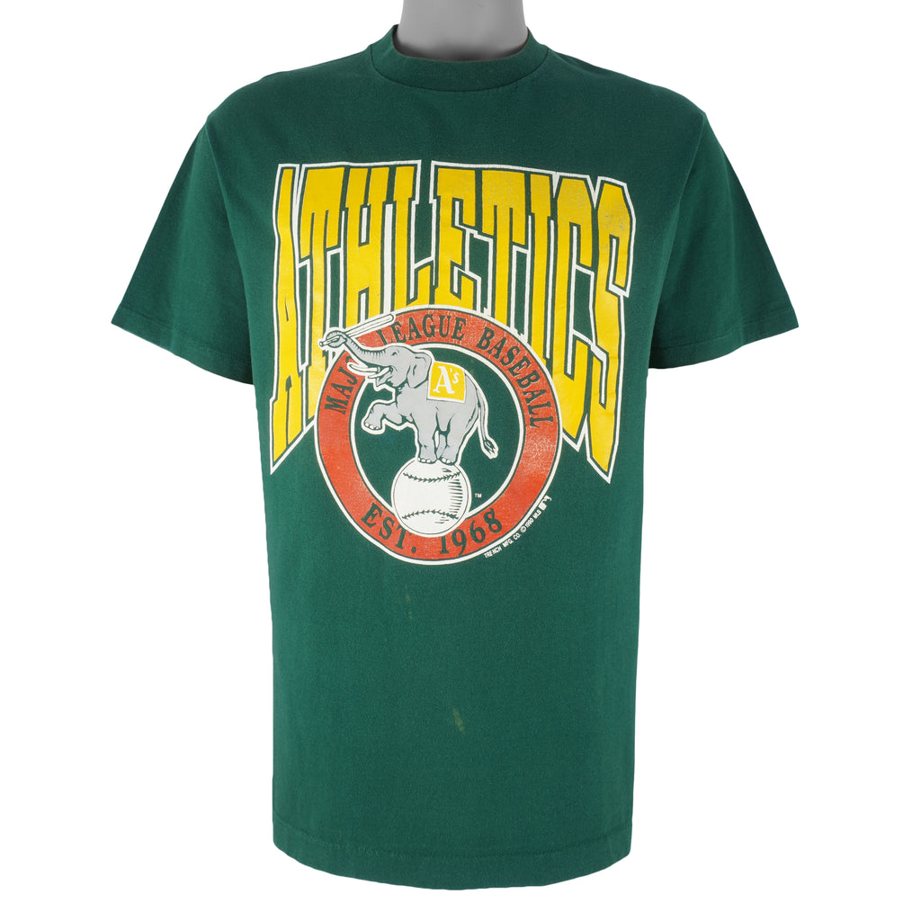 MLB (Trench) - Oakland Athletics Single Stitch T-Shirt 1990 Large Vintage Retro Baseball