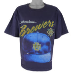 MLB (Nutmeg) - Milwaukee Brewers Cap Single Stitch T-Shirt 1995 X-Large