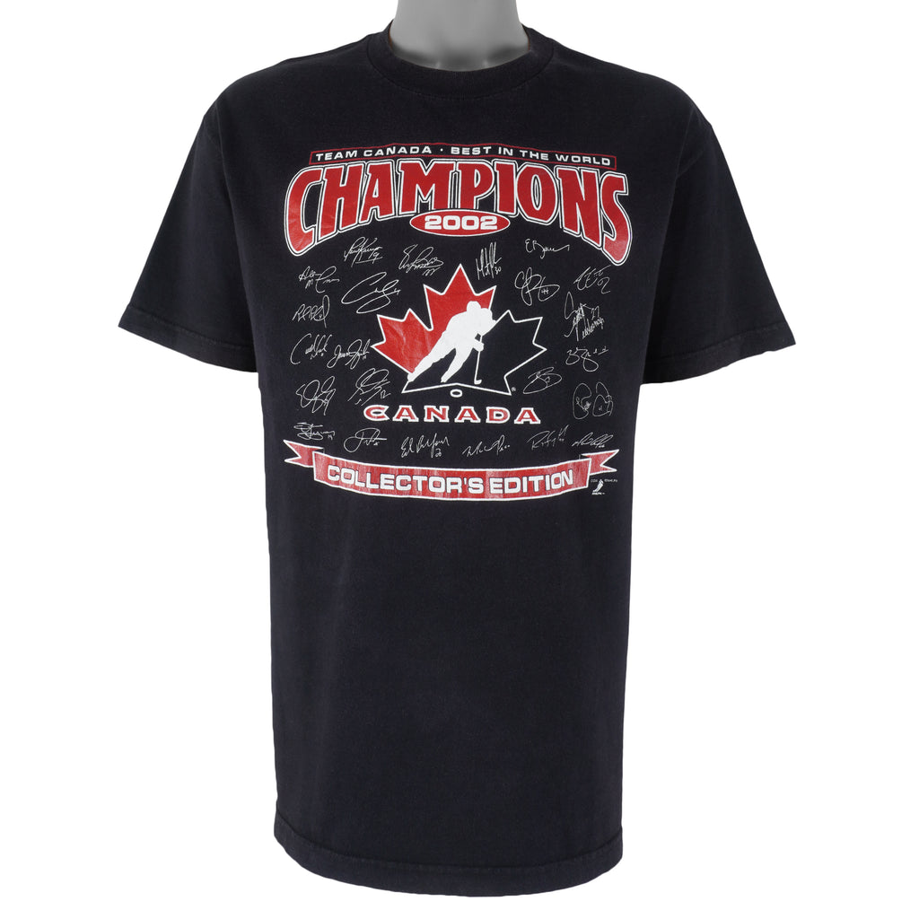 Vintage (AAA) - Hockey Team Canada Champions Colector's Edition T-Shirt 2002 Large Vintage Retro Hockey
