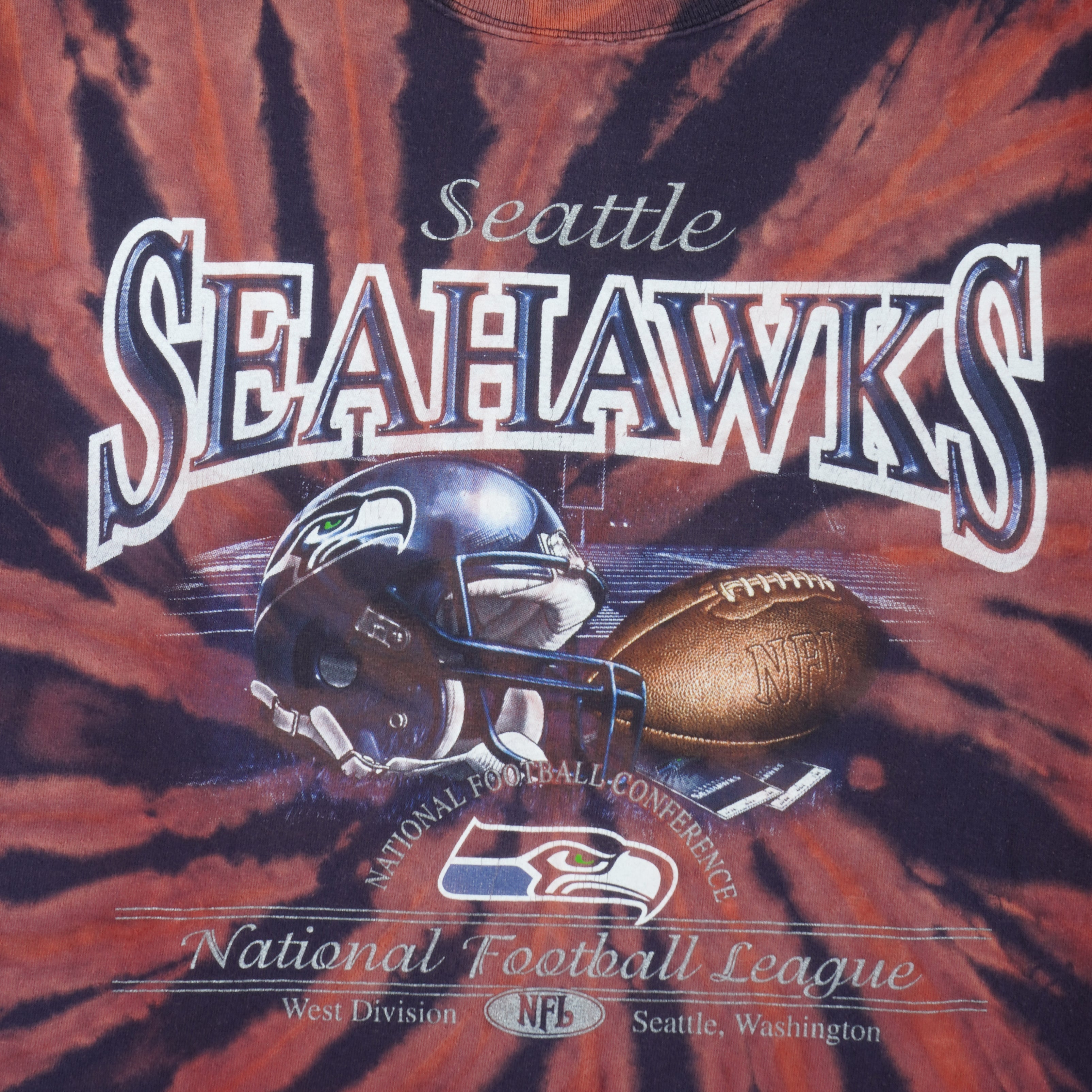NFL - Seattle Seahawks Tie Dye T-Shirt 1990s Large Vintage Retro Football