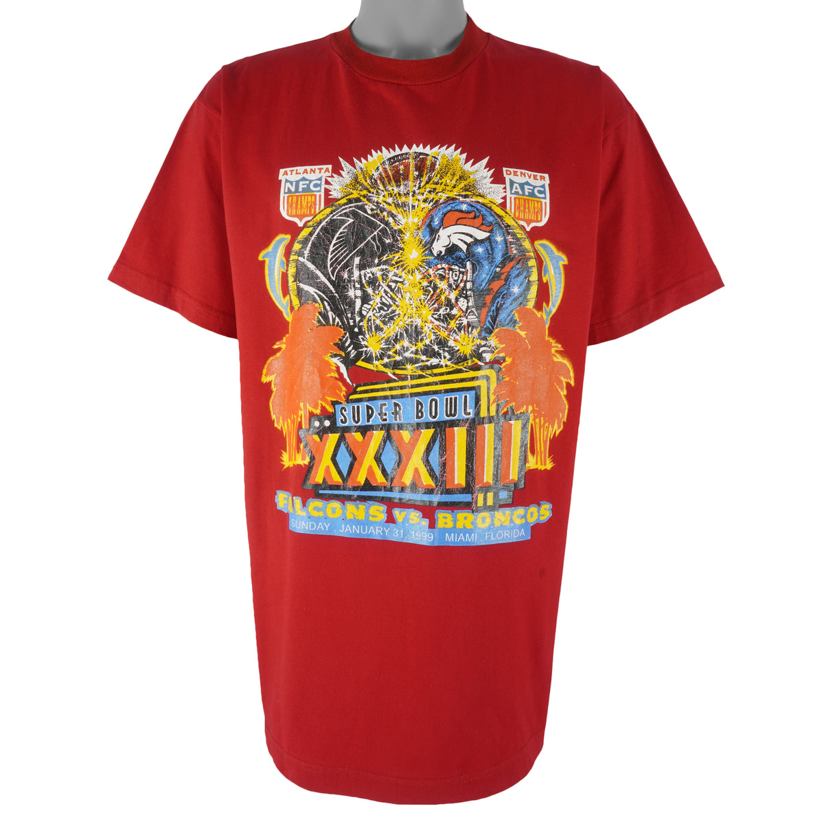 NFL (Global) - Super Bowl 33th Falcons VS Broncos T-Shirt 1999 X-Large Vintage Retro Football