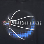 NBA (Logo Athletic) - Black Philadelphia 76ers T-Shirt 1990s Large Vintage Retro Basketball