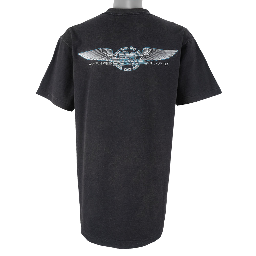 Vintage (No Fear) - Why Run When You Can Fly Single Stitch T-Shirt 1990s X-Large Vintage Retro