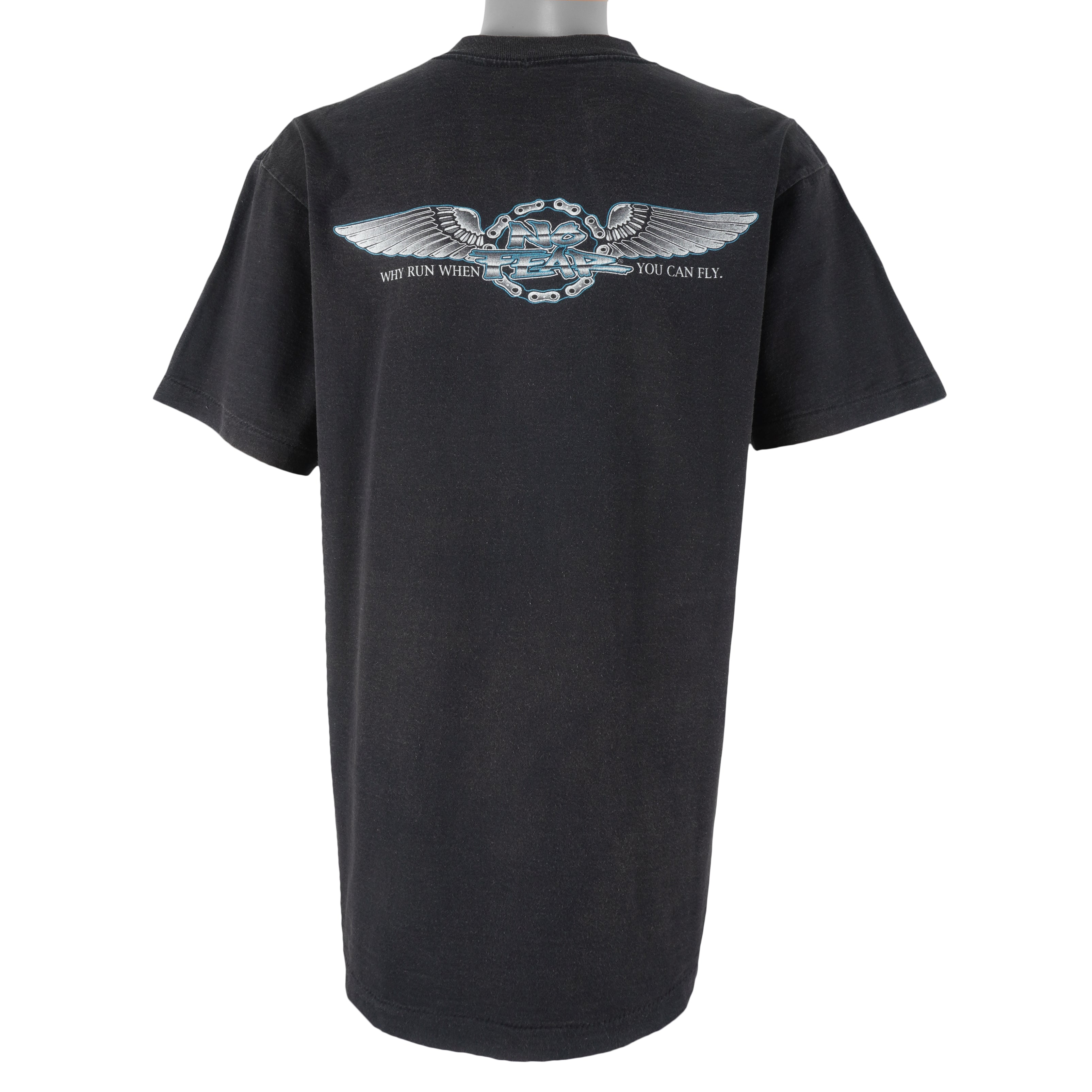 Vintage (No Fear) - Why Run When You Can Fly Single Stitch T-Shirt 1990s X-Large Vintage Retro