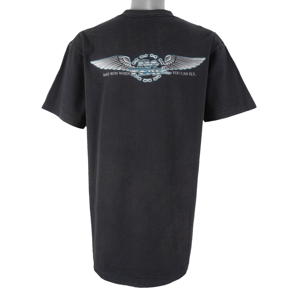 Vintage (No Fear) - Why Run When You Can Fly Single Stitch T-Shirt 1990s X-Large Vintage Retro