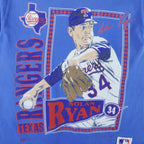 MLB (Nutmeg) - Texas Rangers Nolan Ryan Single Stitch T-Shirt 1992 Medium Vintage Retro Baseball