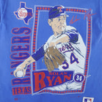 MLB (Nutmeg) - Texas Rangers Nolan Ryan Single Stitch T-Shirt 1992 Medium Vintage Retro Baseball