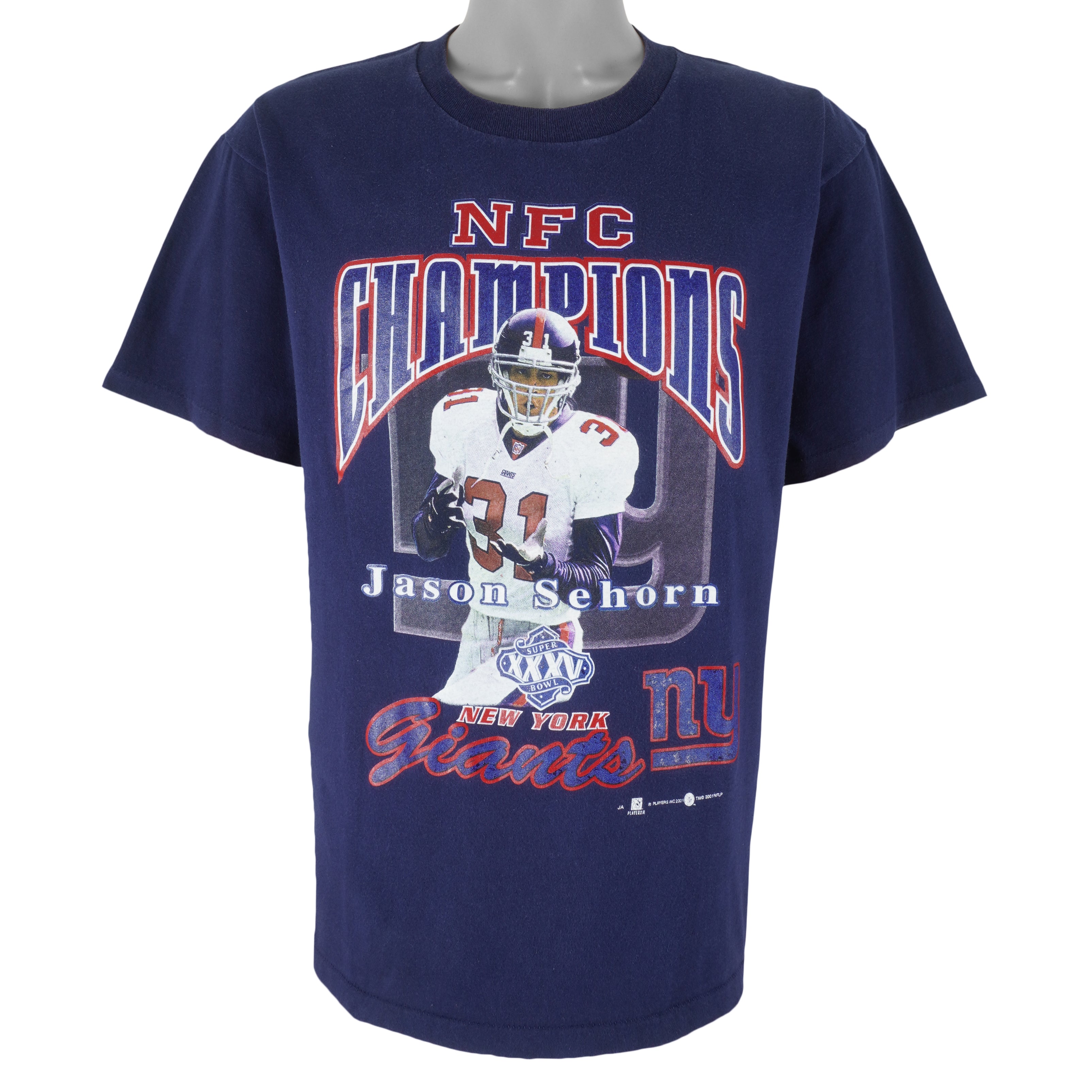 NFL (All Sport) - New York Giants Jason Sehorn MVP T-Shirt 2001 Large Vintage Retro Football
