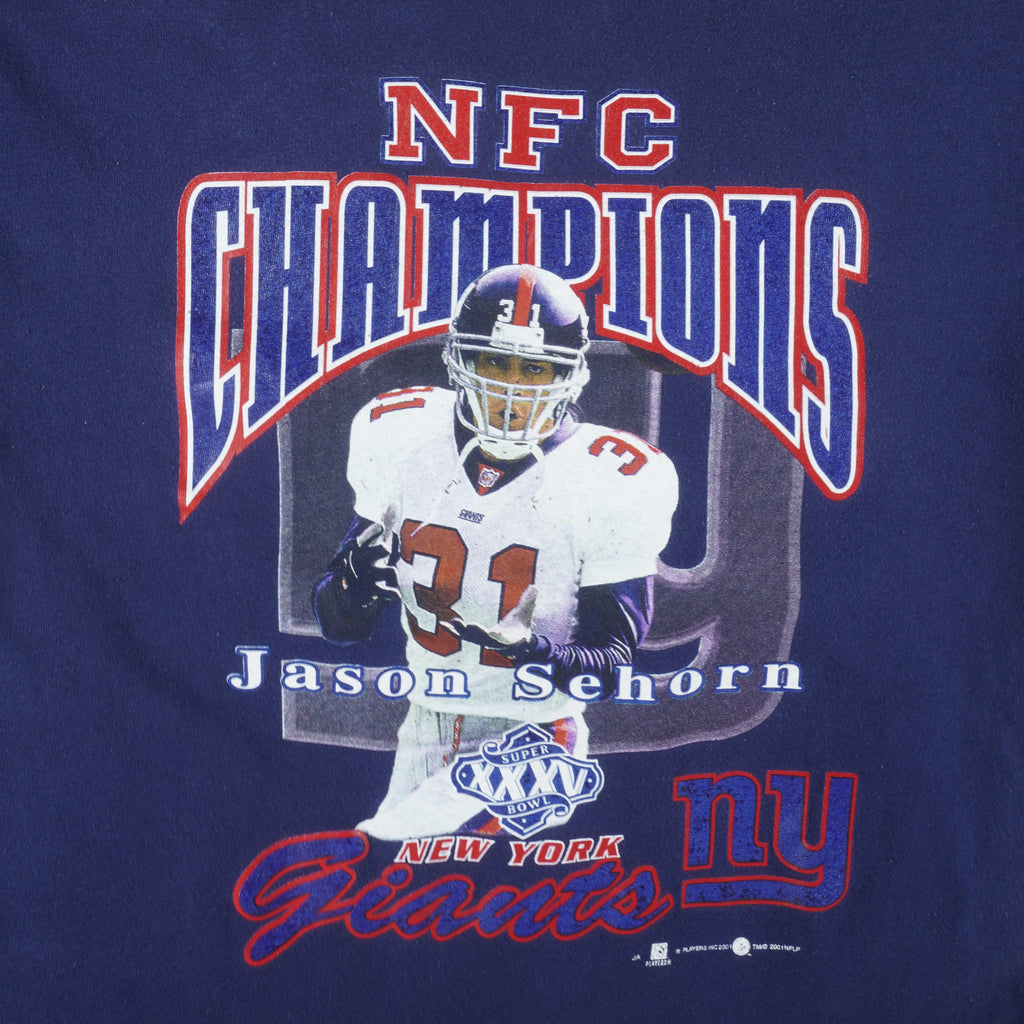 NFL (All Sport) - New York Giants Jason Sehorn MVP T-Shirt 2001 Large Vintage Retro Football