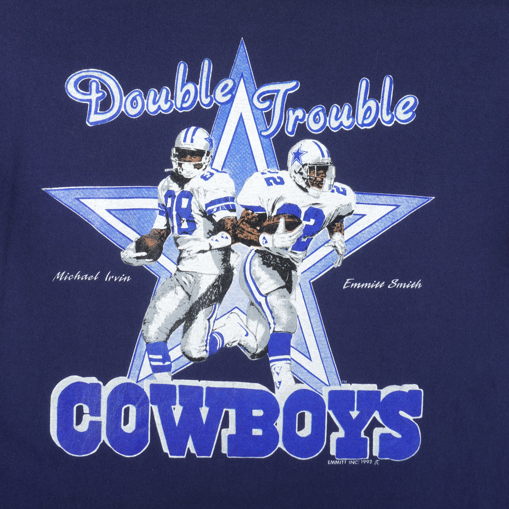 NFL (Sof Tee) - Dallas Cowboys Emmitt Smith & Michael Irvin T-Shirt 1992 XX-Large Vintage Retro Football
