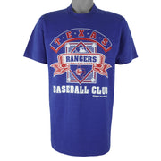 MLB - Blue Texas Rangers Single Stitch T-Shirt 1988 Large Vintage Retro Baseball