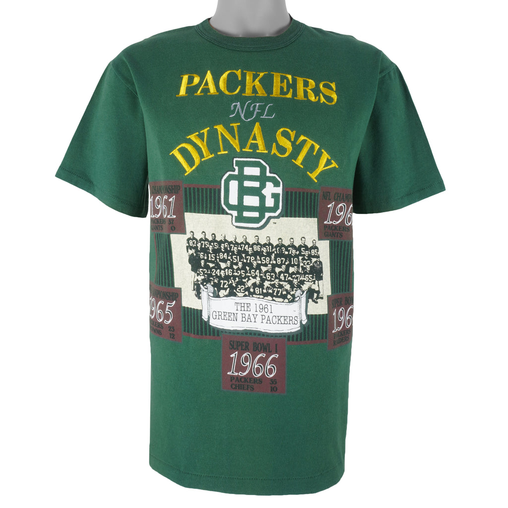 NFL (Long Gone) - Green Bay Packers Dynasty Single Stitch T-Shirt 1990s Medium Vintage Retro Football