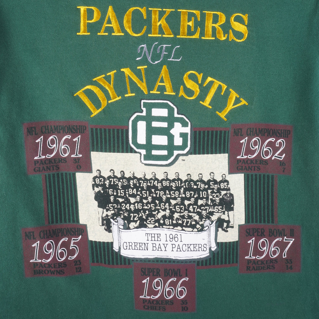 NFL (Long Gone) - Green Bay Packers Dynasty Single Stitch T-Shirt 1990s Medium Vintage Retro Football