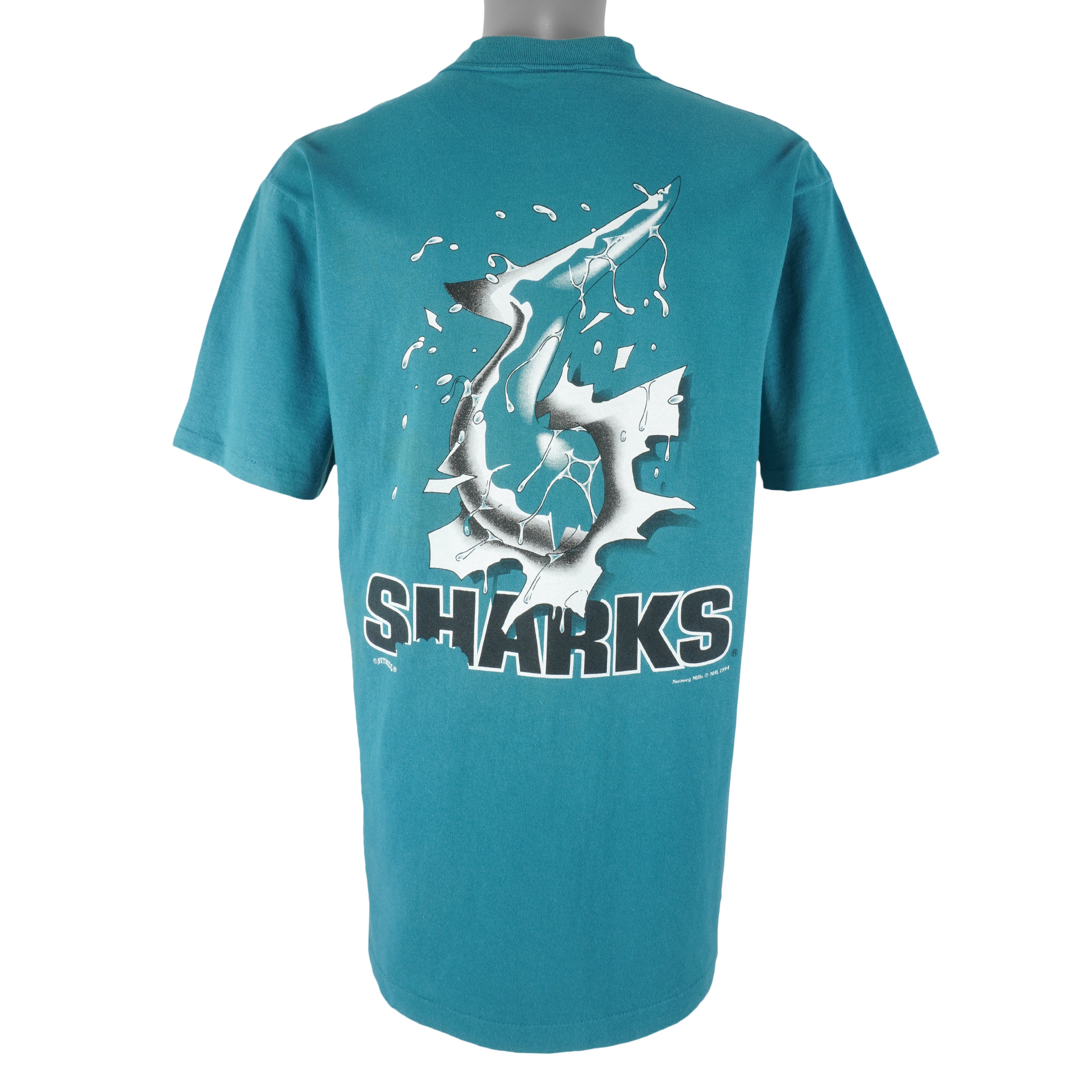 NHL (Nutmeg) - San Jose Sharks Breakout Single Stitch T-Shirt 1994 Large Vintage Retro Hockey