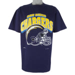 NFL (Nutmeg) - San Diego Chargers Helmet Single Stitch T-Shirt 1994 Large
